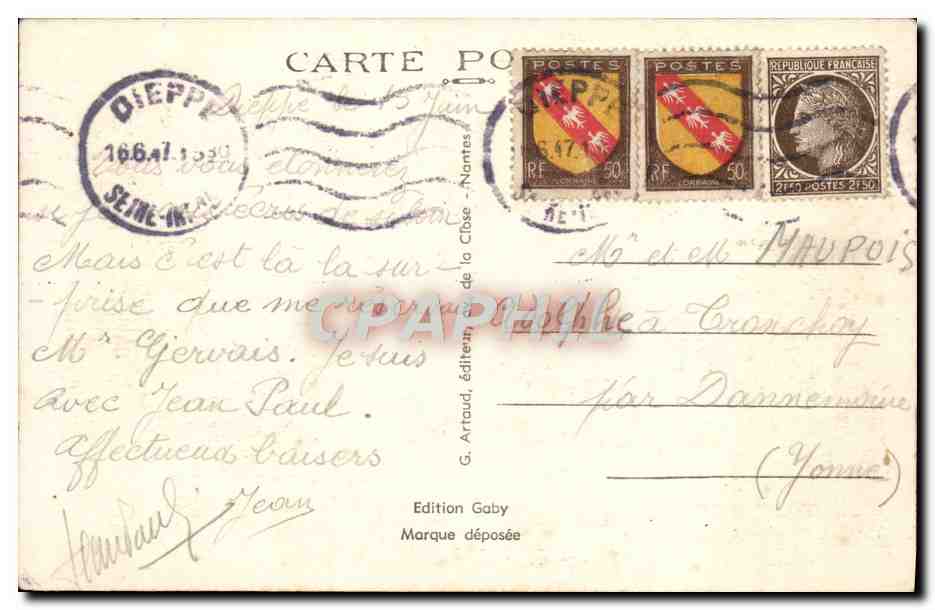 CPA Dieppe L'Arant Port Et Les Falaises Bateaux — Rückseite