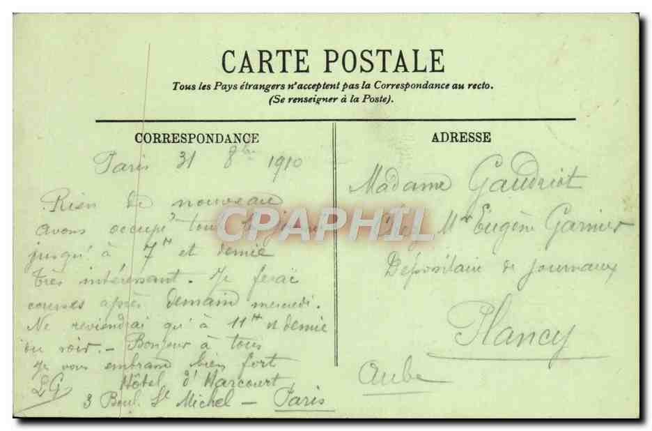 CPA Paris Le Jardin Du Luxembourg — Rückseite