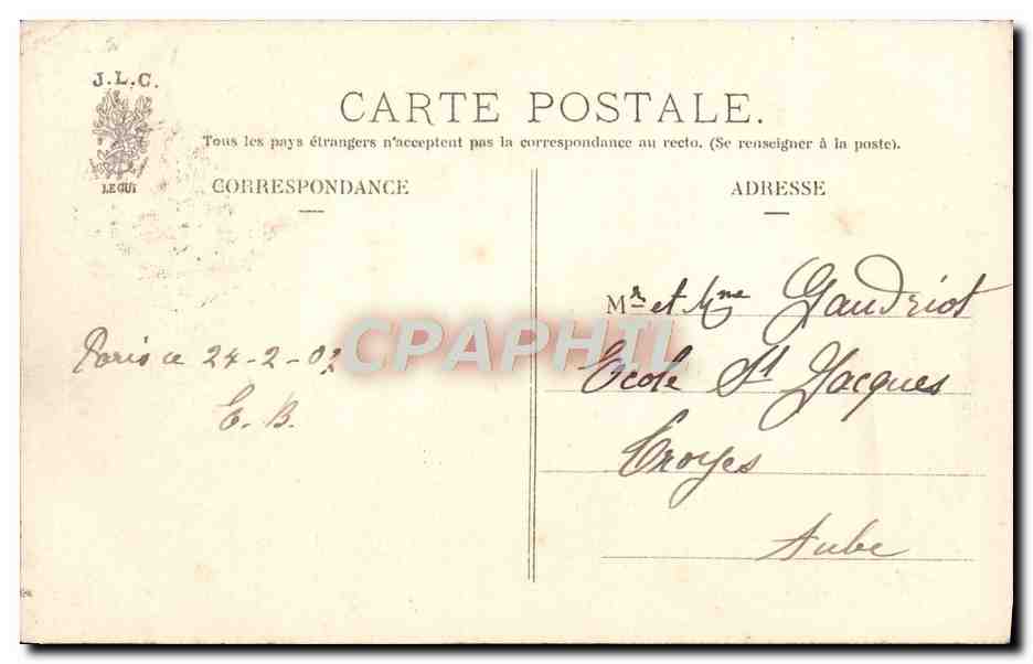 CPA Paris Chambre Des Deputes — Rückseite