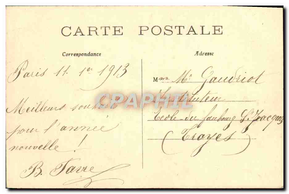 CPA Paris La Chambre Des Deputes — Rückseite