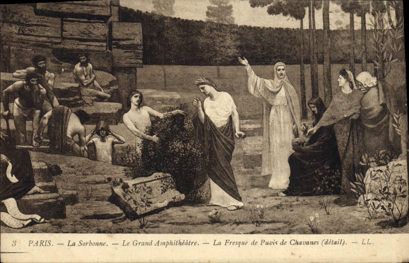 CPA Paris La Sorbonne Le Grand Amphitheatre La Fresque de Puvis de Chavanes 