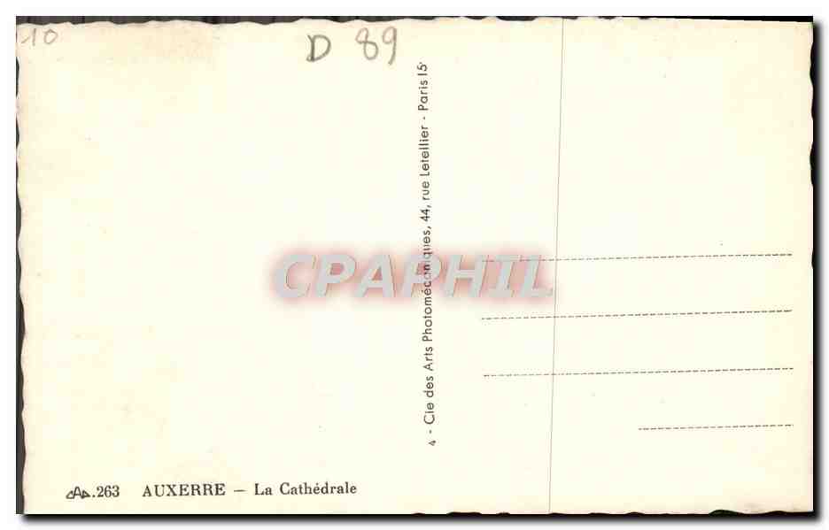 CPA Auxerre La Cathedrale — Rückseite