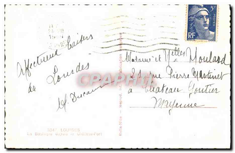 CPA Lourdes La Basilique — Verso