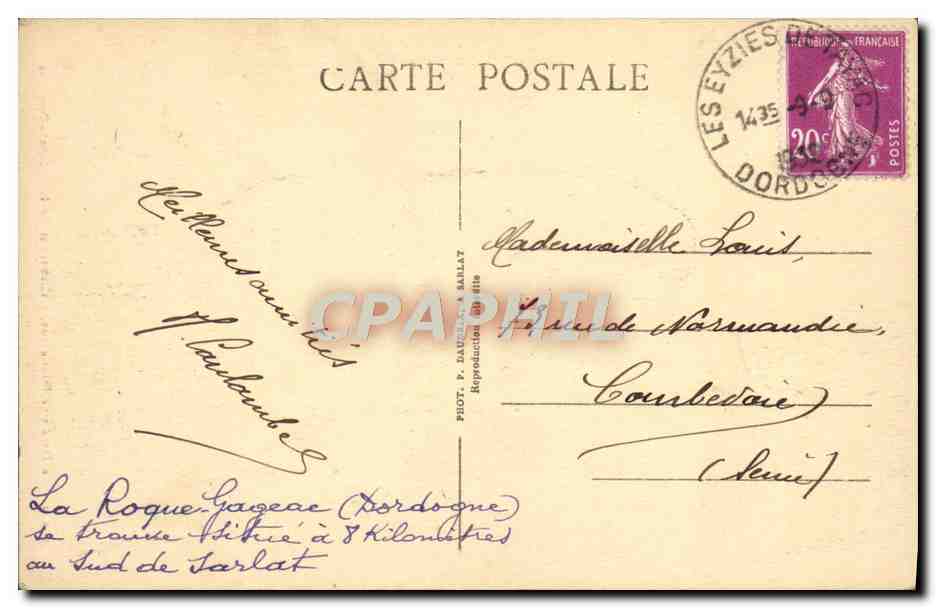 La Roque-Gageac — Château de la Roque-Gageac — P.D.S. — Rückseite