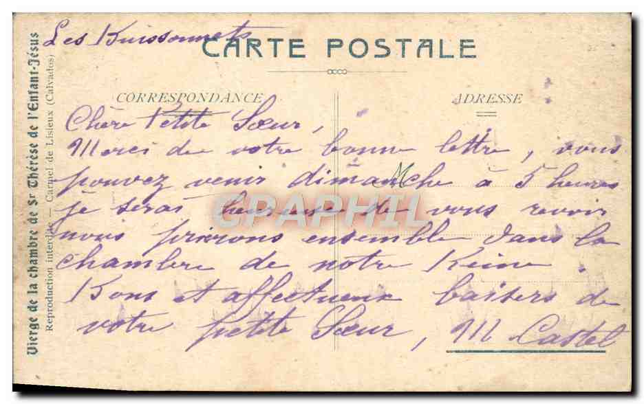 Statue de la Vierge de l'Annonciation — Carnet de la Chambre de l'Enfant-Jésus — Rückseite