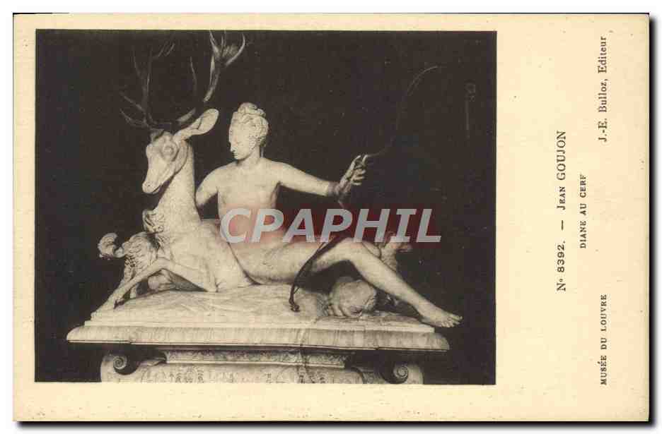 Diane with the Stag — statue from the Louvre Museum — J.-E. Bulloz, Publisher, No. 8392