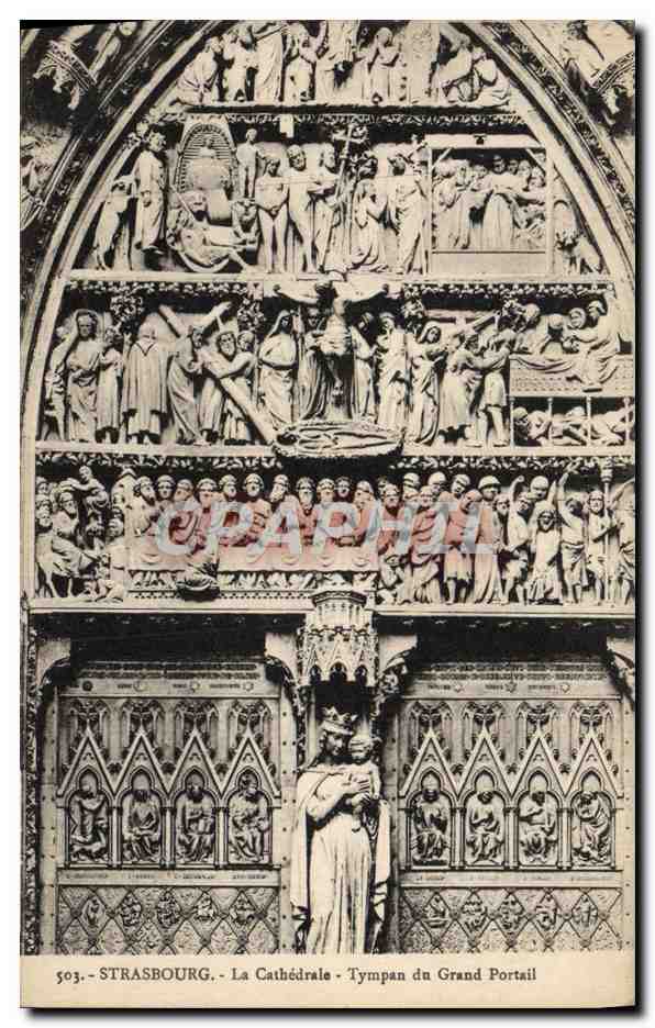 CPA Strasbourg La Cathedrale Tympan Du Grand Portail
