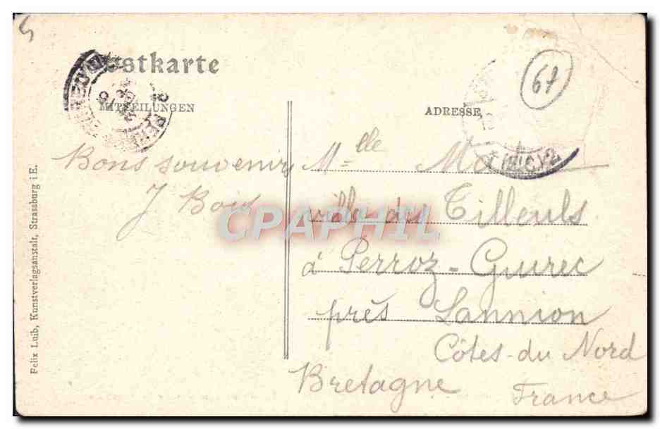 CPA Strasbourg Eglise protestante de la garnison — Rückseite
