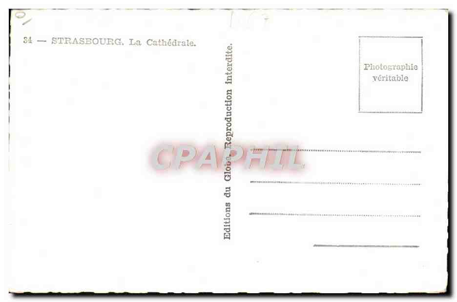 CPM Strasbourg La Cathedrale — Verso