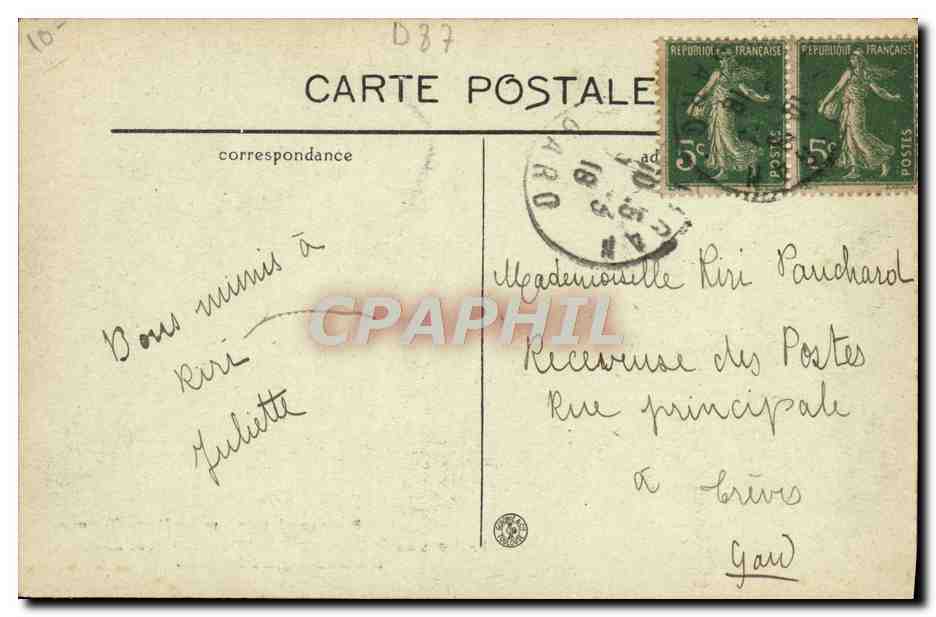 Environ du VIGAN (Gard) — Vallée et Pont de Grimal — Route du Vigan à l'Aigoual — Phototype J. Blanc, 10 rue Maury, Toulouse — Verso