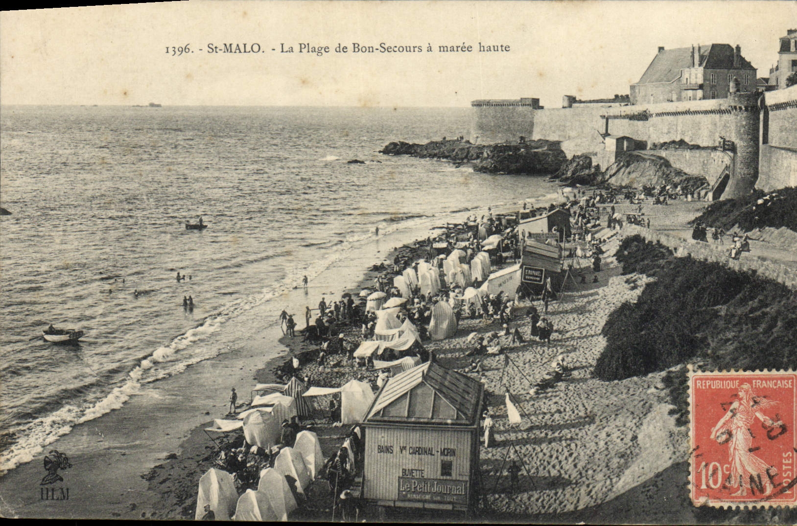 St-Malo - La Plage de Bon-Secours à marée haute — HLM, n°1396