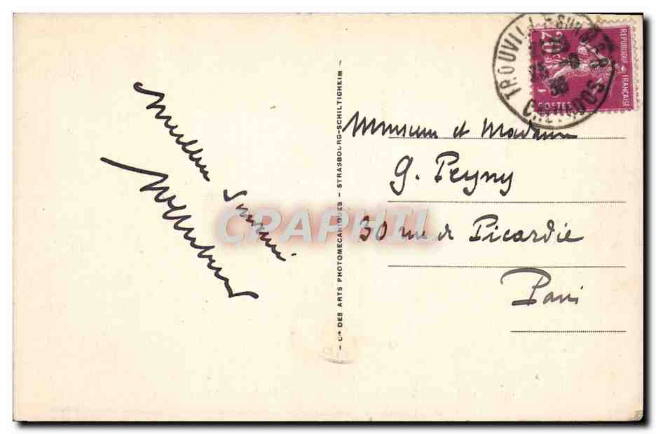 CPA Trouville Reine Des Plages Les Jetees Bateau — Verso