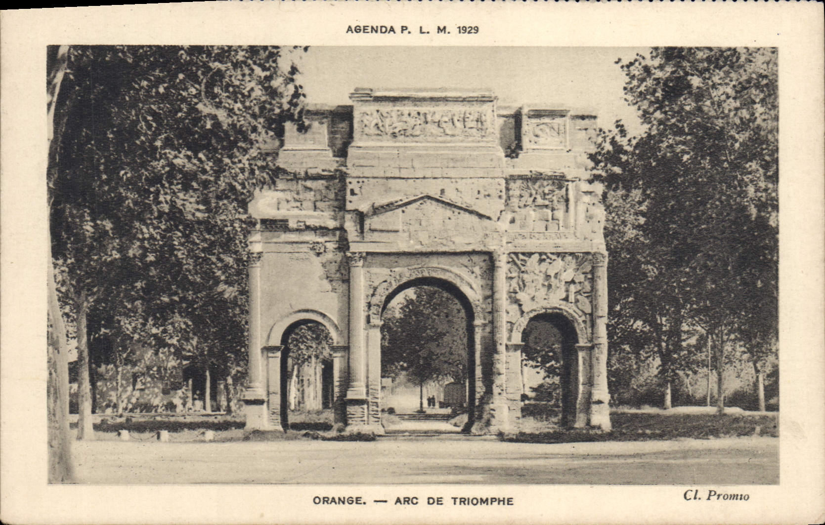 Orange — Arc de Triomphe — Agenda P.L.M. 1929 - Anverso