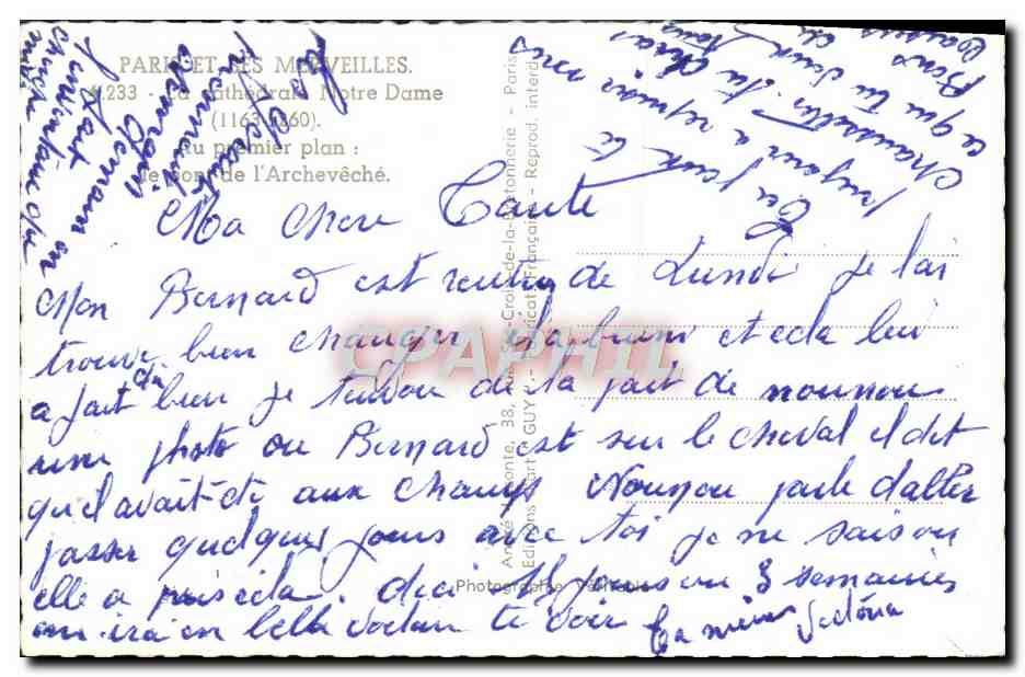 CPM Paris Et Les Merveilles Notre Dame — Verso