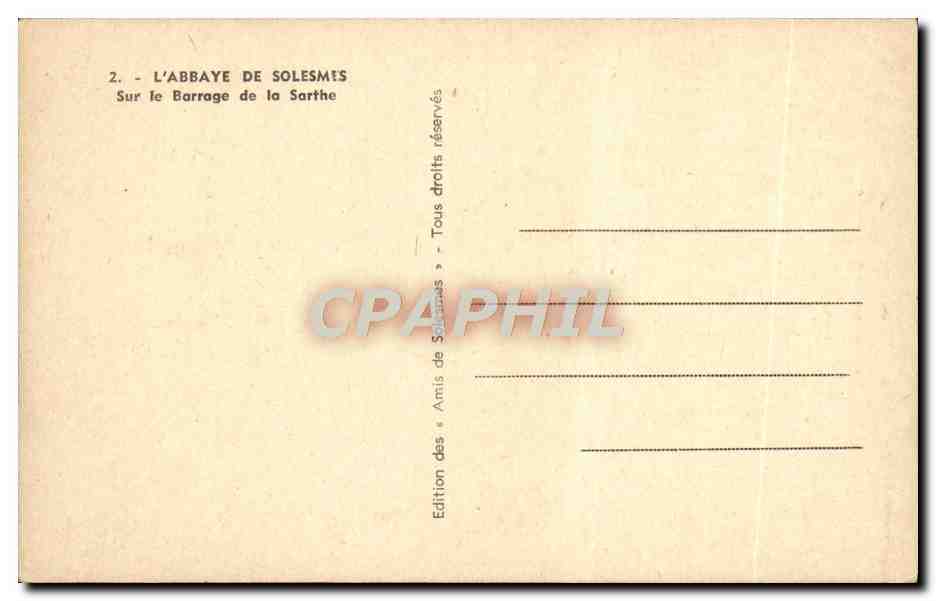 CPA L'Abbaye De Solesmes Sur Le Barrage De La Sarthe — Rückseite