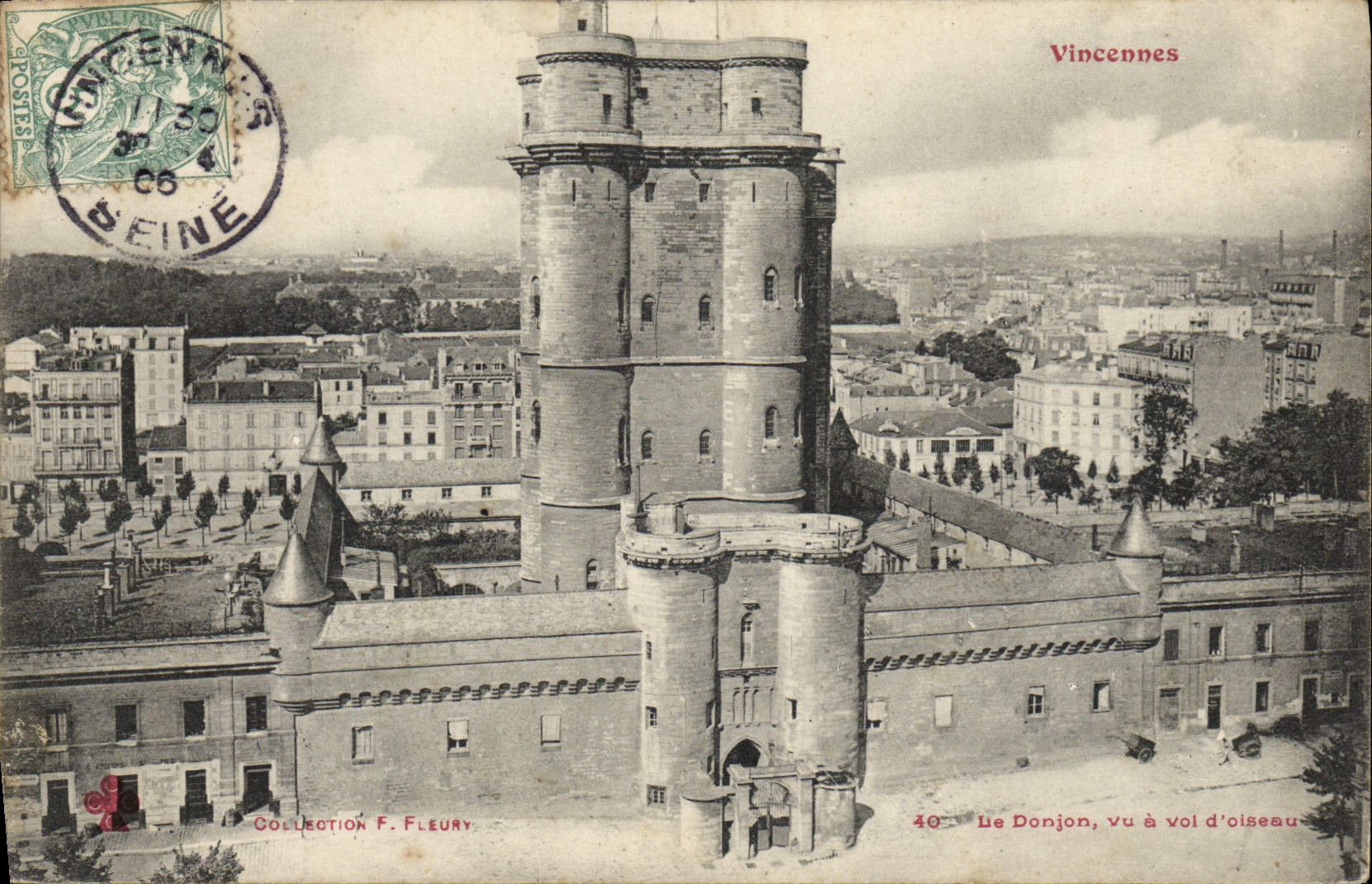 CPA Vincennes Le donjon vu a vol d'oiseau