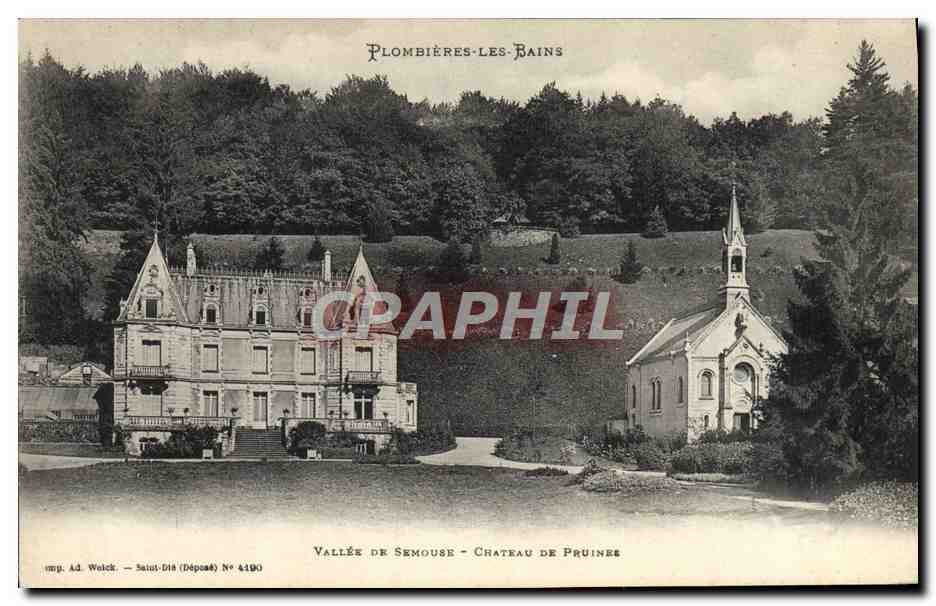 Plombières-les-Bains — Vallée de Semouse - Château de Pruinee — imp. Ad. Welch, Sauss-Dit (Déposé) N° 4190