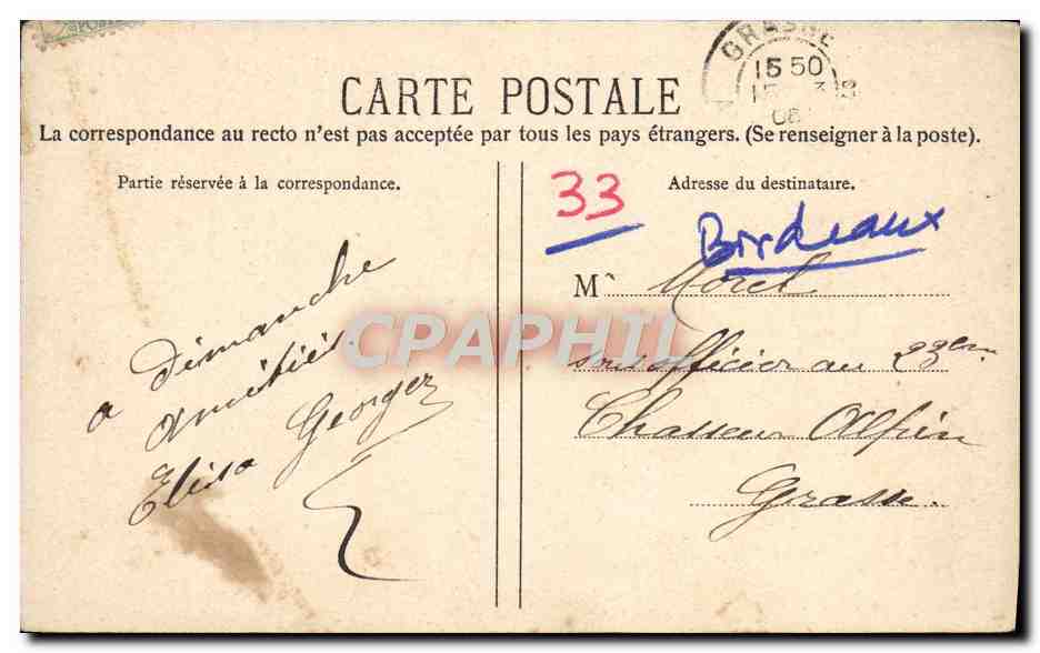 CPA Bordeaux Fontaine Amedee Larrieu — Verso