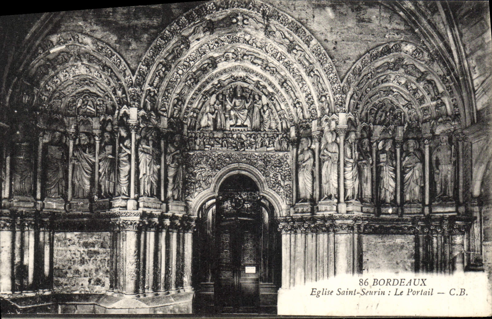 Église Saint-Seurin : Le Portail — Bordeaux — C.B.