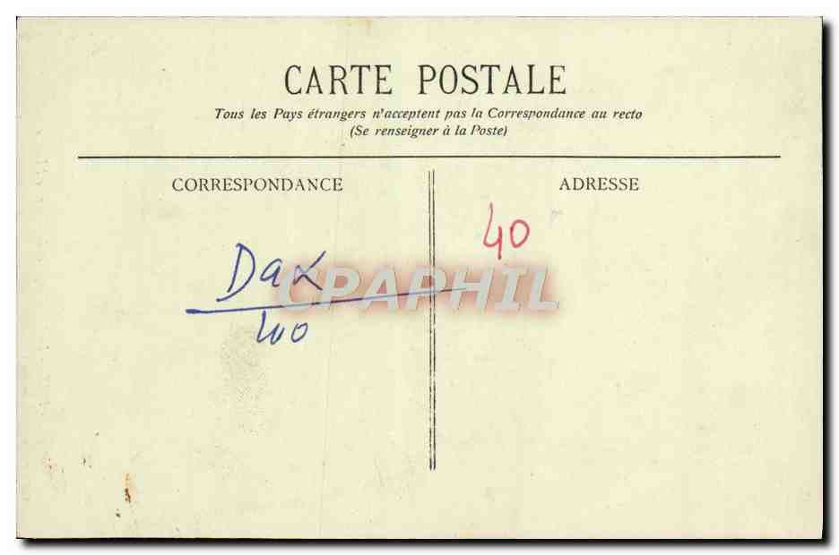 CPA Dax La Cathedrale Et la Place De I'Eglise — Rückseite