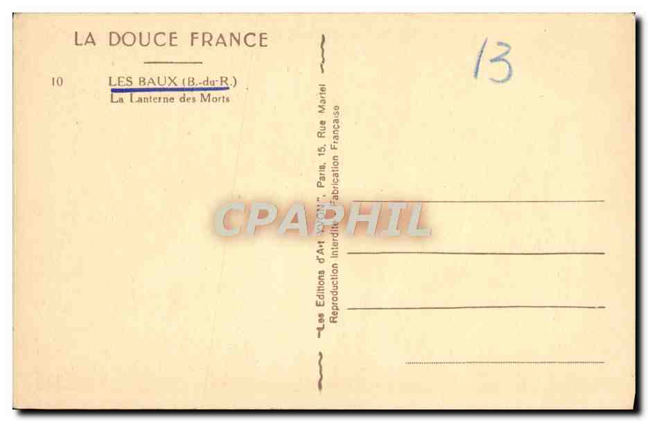 CPA Les Baux La lanterne Des Morts — Rückseite