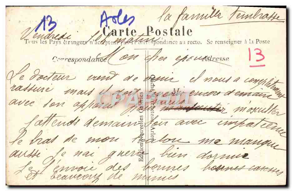 CPA Arles Les Alyscamps — Verso