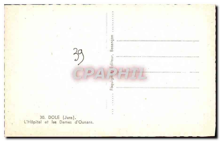 CPM Dole L'Hopital Et Les Dames D'Ounans — Rückseite
