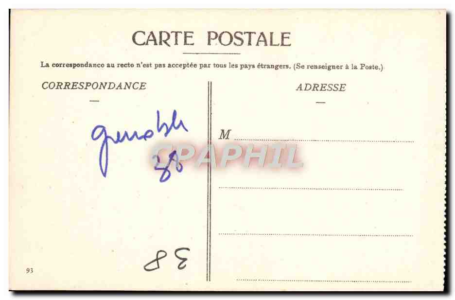 Grenoble — Les Quais et le St-Eynard — Éditeur non identifié, n° de série 93 — Reverso