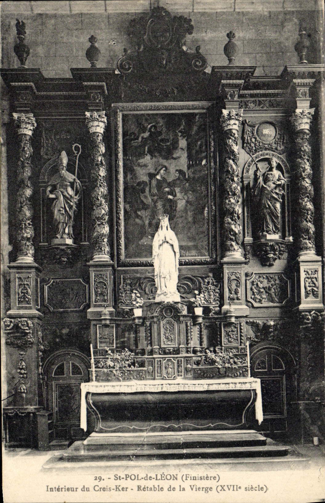 CPA Saint Pol De Leon Interieur du Creis Ker Retable de la vierge
