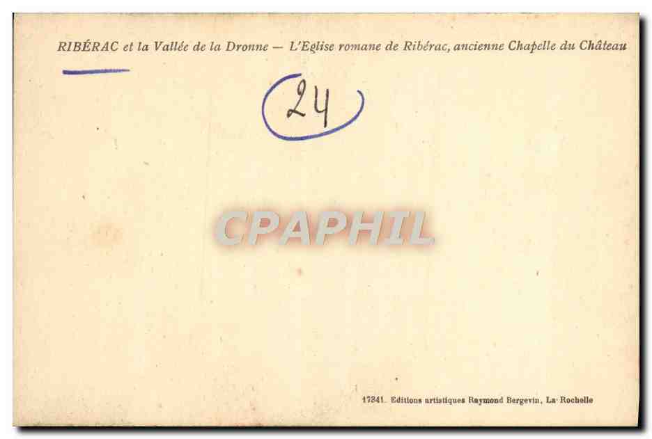CPA Riberac Et la Vallee De La Dronne L'Eglise Romane De Riberac Ancienne Chapelle Du Chateau — Rückseite