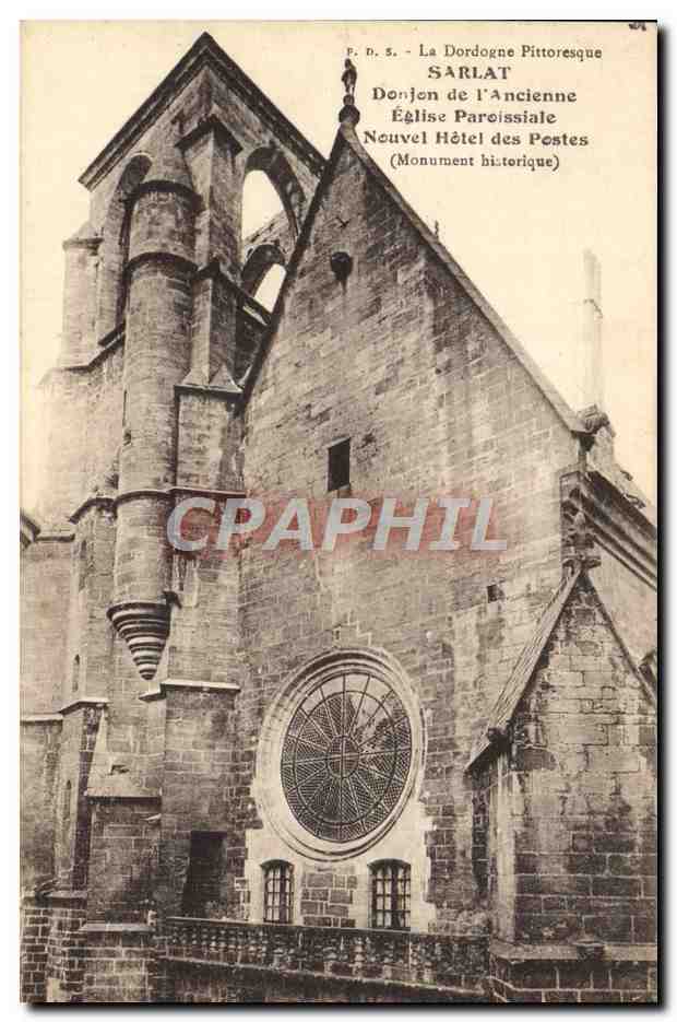 CPA Sarlat Donjon De I'Ancienne eglise paroissiale Nouvel Hotel des Postes 