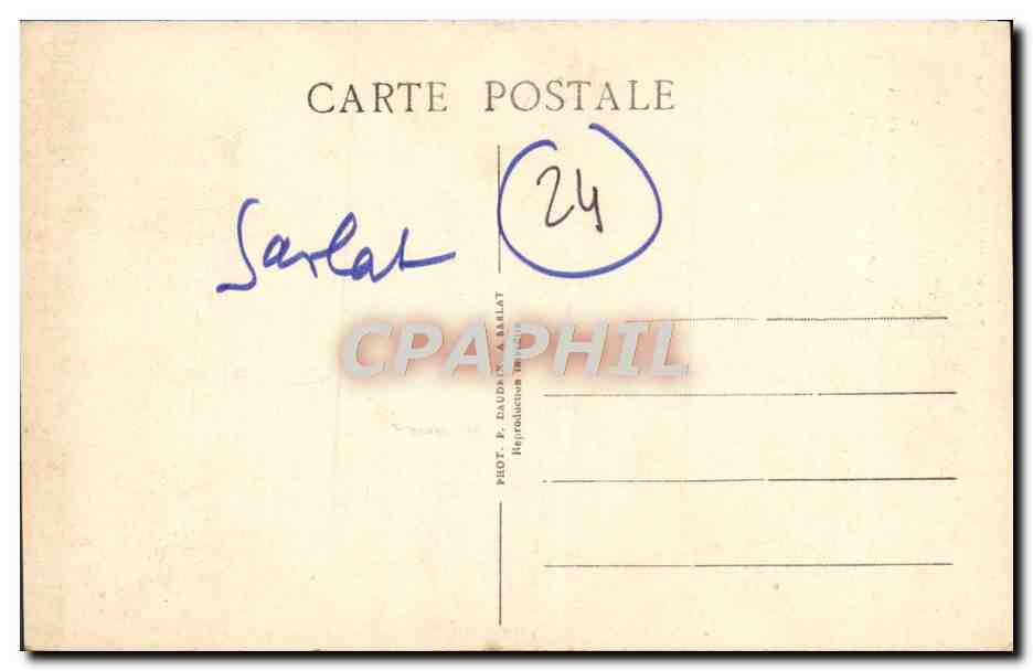 CPA Sarlat Donjon De I'Ancienne eglise paroissiale Nouvel Hotel des Postes  — Verso