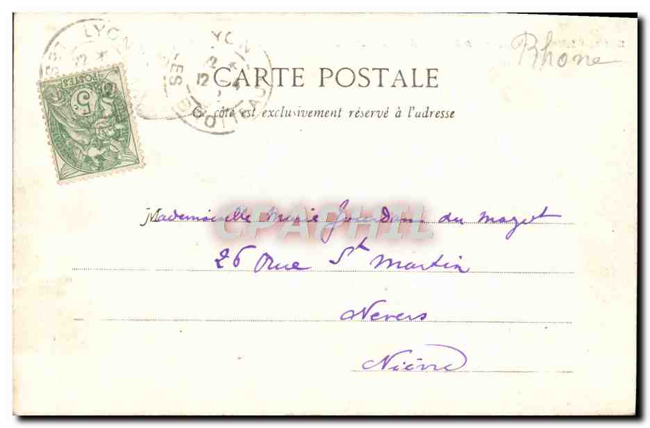 CPA Lyon Coteau Eglise de Fourviere — Verso