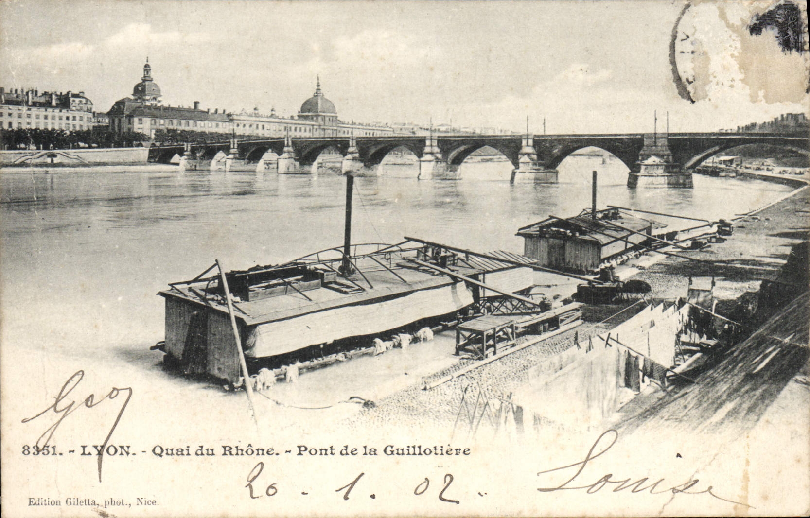 LYON - Quai du Rhône - Pont de la Guillotière — Edition Giletta, phot. Nice, n° 8351