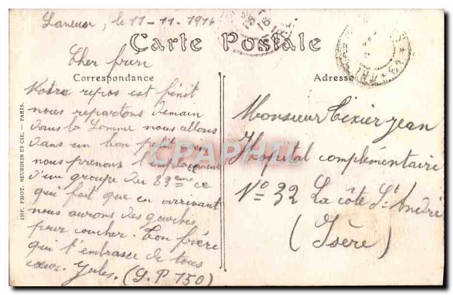 CPA Amiens Vieilles Maisons Sur L'Eau Passage des Clairons — Rückseite