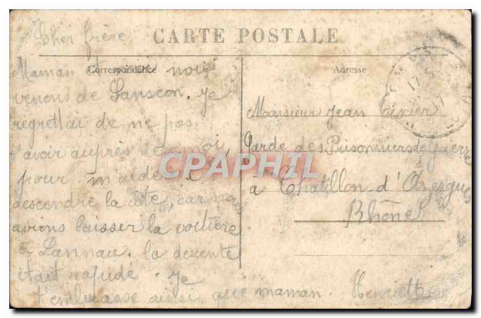 Le Château de Torsiac (près Laneau) — XVIIIe siècle — L'Auvergne Illustrée 1913 — Rückseite