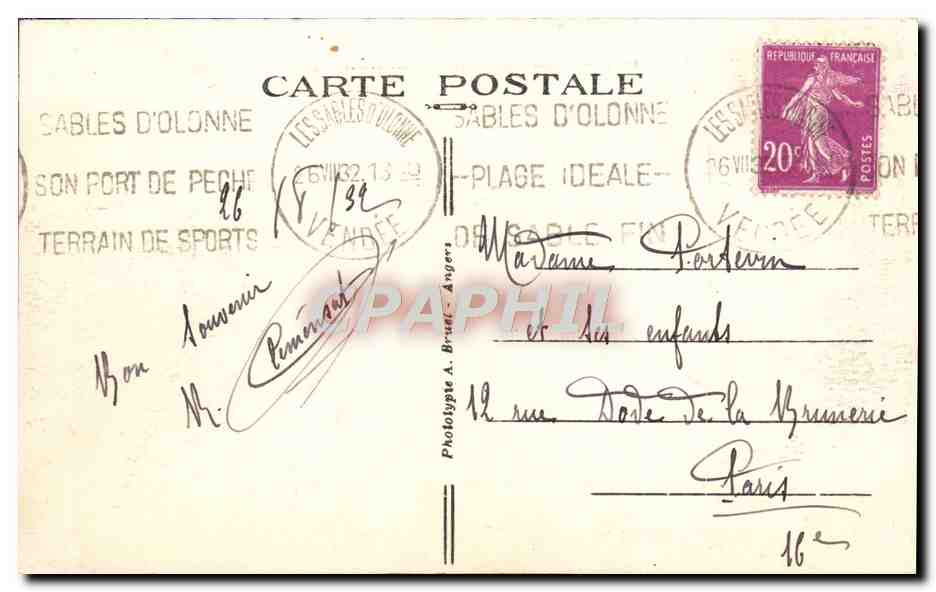 CPA Les Sables d'Olonne La plage — Rückseite