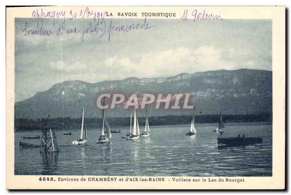 CPA Aix les Bains Environs de Chambery Voiliers sur le lac du Bourget Bateaux