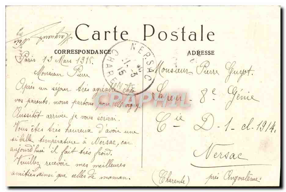 CPA Paris L'Arc de Triomphe du Carrousel — Rückseite