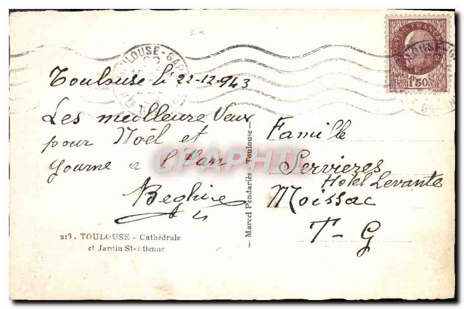 CPM Toulouse Cathedrale et Jardin St Etienne — Verso