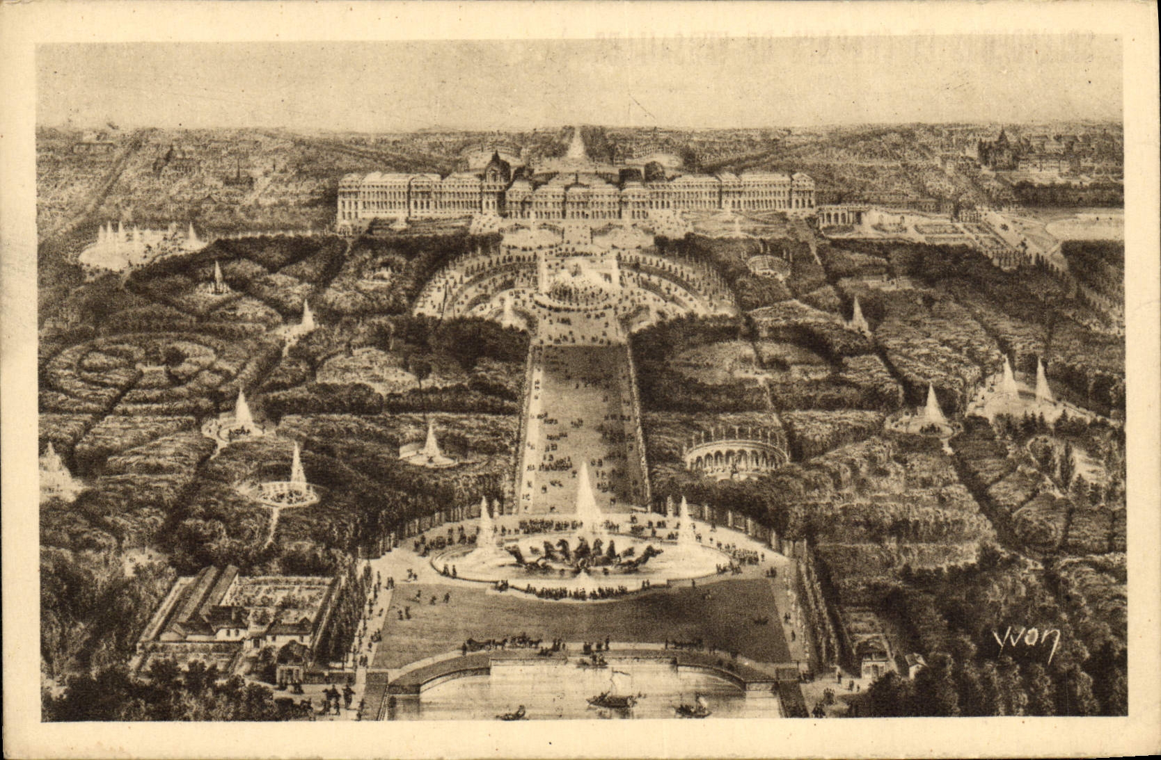 CPA Splendeurs Et Charmes De Versailles Le chateau et le parc vus a vol d'oiseau