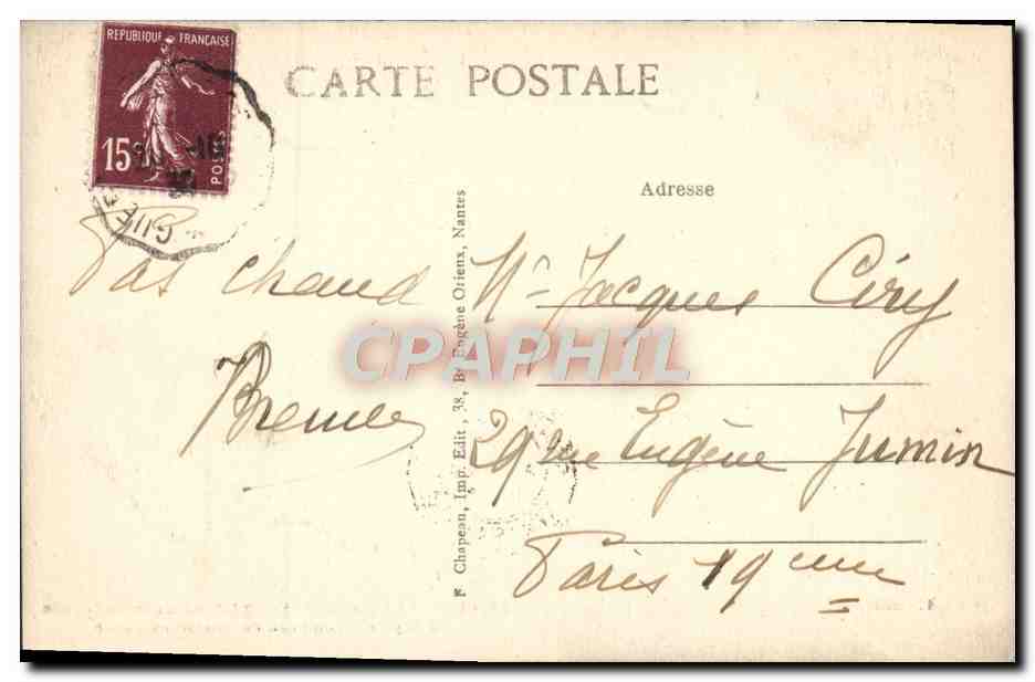 CPA Guerande Interieur de la Collegiale la crypte Tombeau de Tristan de Carne — Rückseite