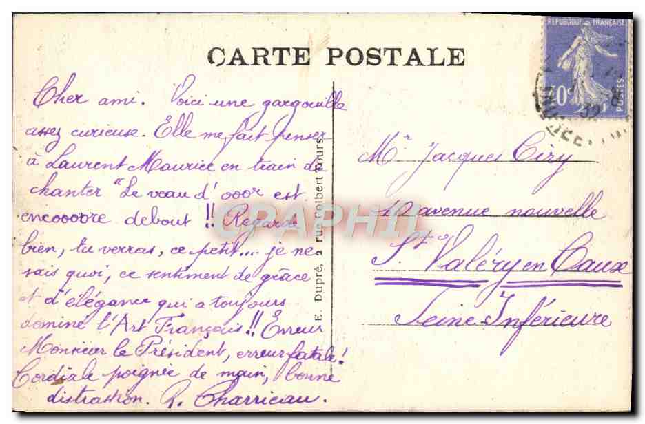 Blois (Loir-et-Cher) — Le Château — Ancienne Gargouille (La Grenouille amoureuse) — A.P. — Reverso