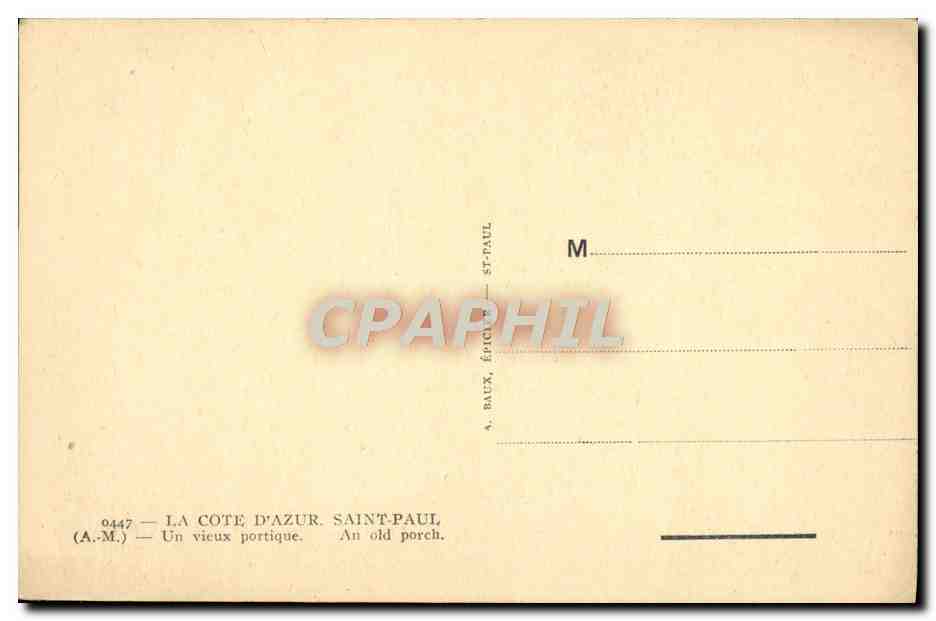 CPA Saint Paul Un Vieux Portique  — Rückseite
