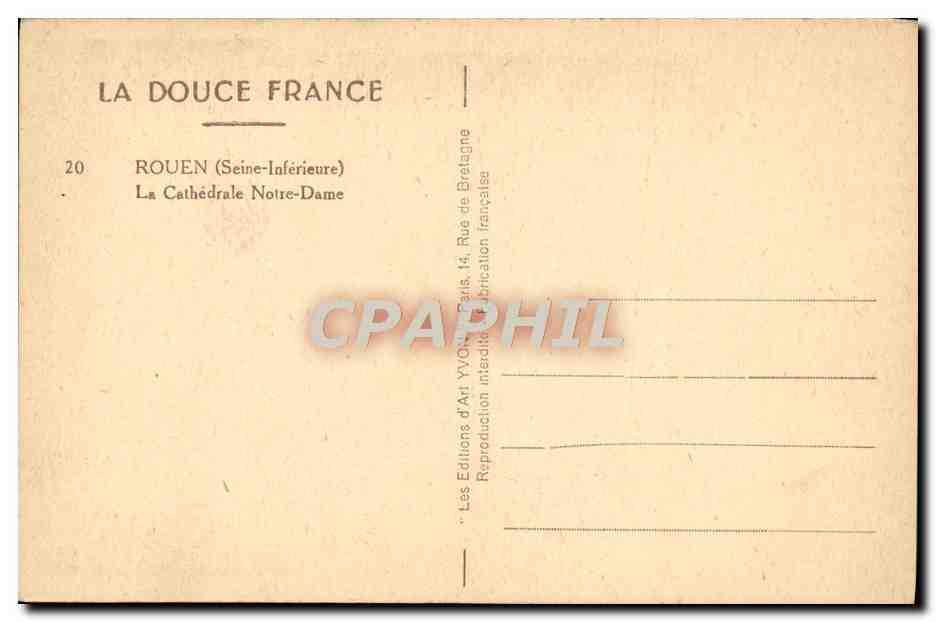 CPA Rouen La cathedrale Notre Dame — Verso