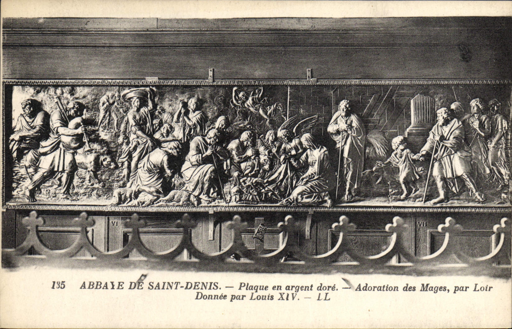 Abbaye de Saint-Denis — Plaque en argent doré — Adoration des Mages, par Loir — Donnée par Louis XIV