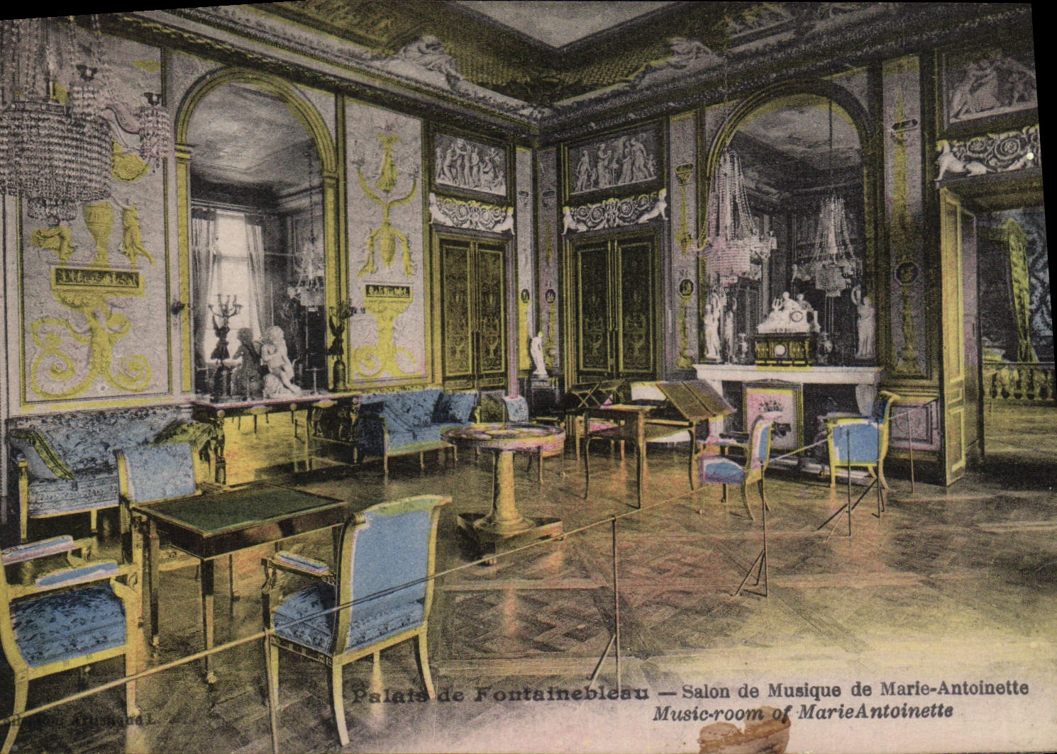 Palazzo di Fontainebleau — Salone della Musica di Marie-Antoinette — Editore L. Menard, n° 1