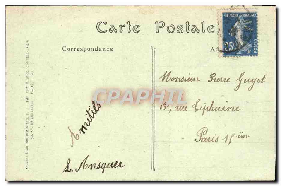 CPA Auxerre Tombeau de Paul Bert — Verso