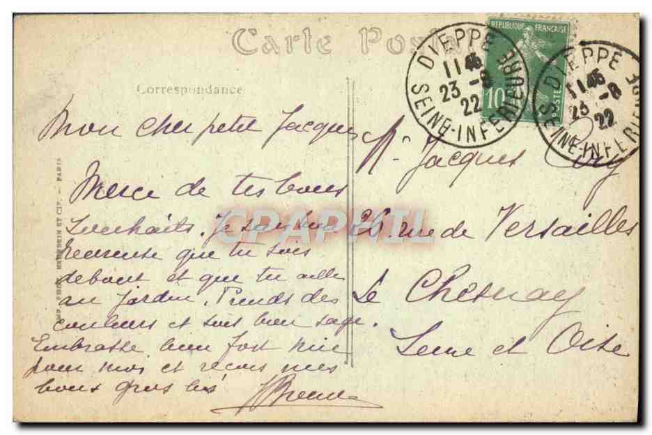 CPA Dieppe La Plage et la Boulevard Maritime — Verso