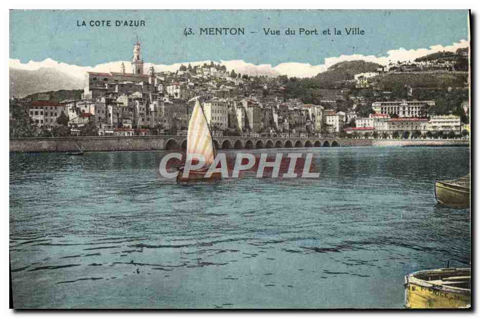 CPA Menton Vue Du Port et la Ville